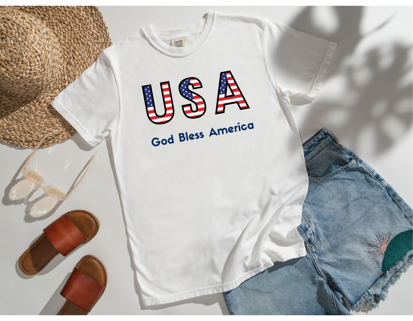 USA-God Bless America Comfort Colors T-Shirt