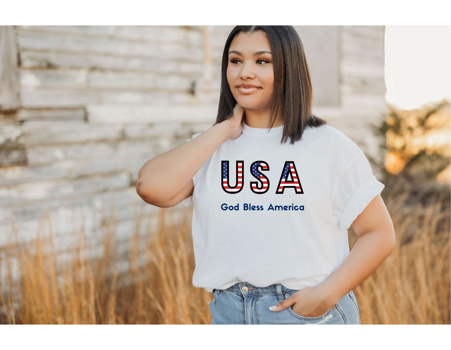 USA-God Bless America Comfort Colors T-Shirt
