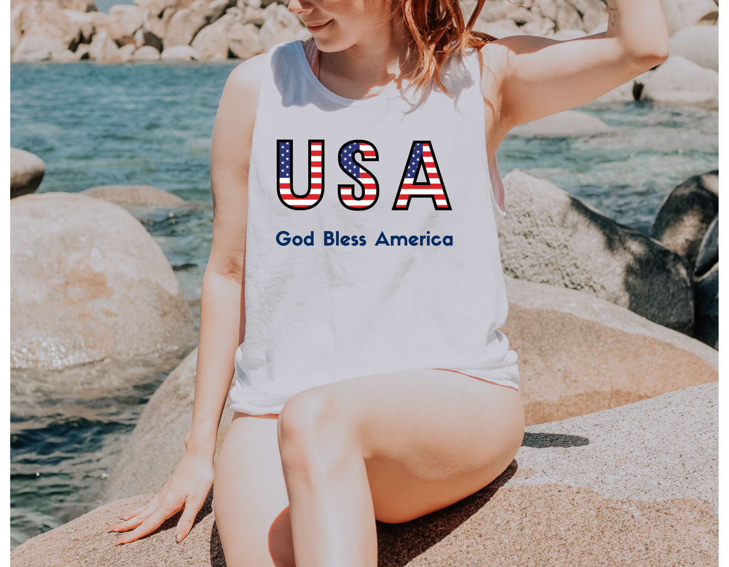 USA-God Bless America Comfort Colors Tank Top