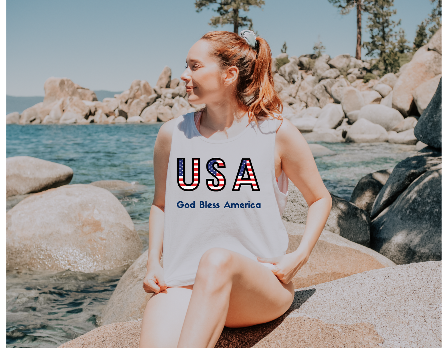 USA-God Bless America Comfort Colors Tank Top