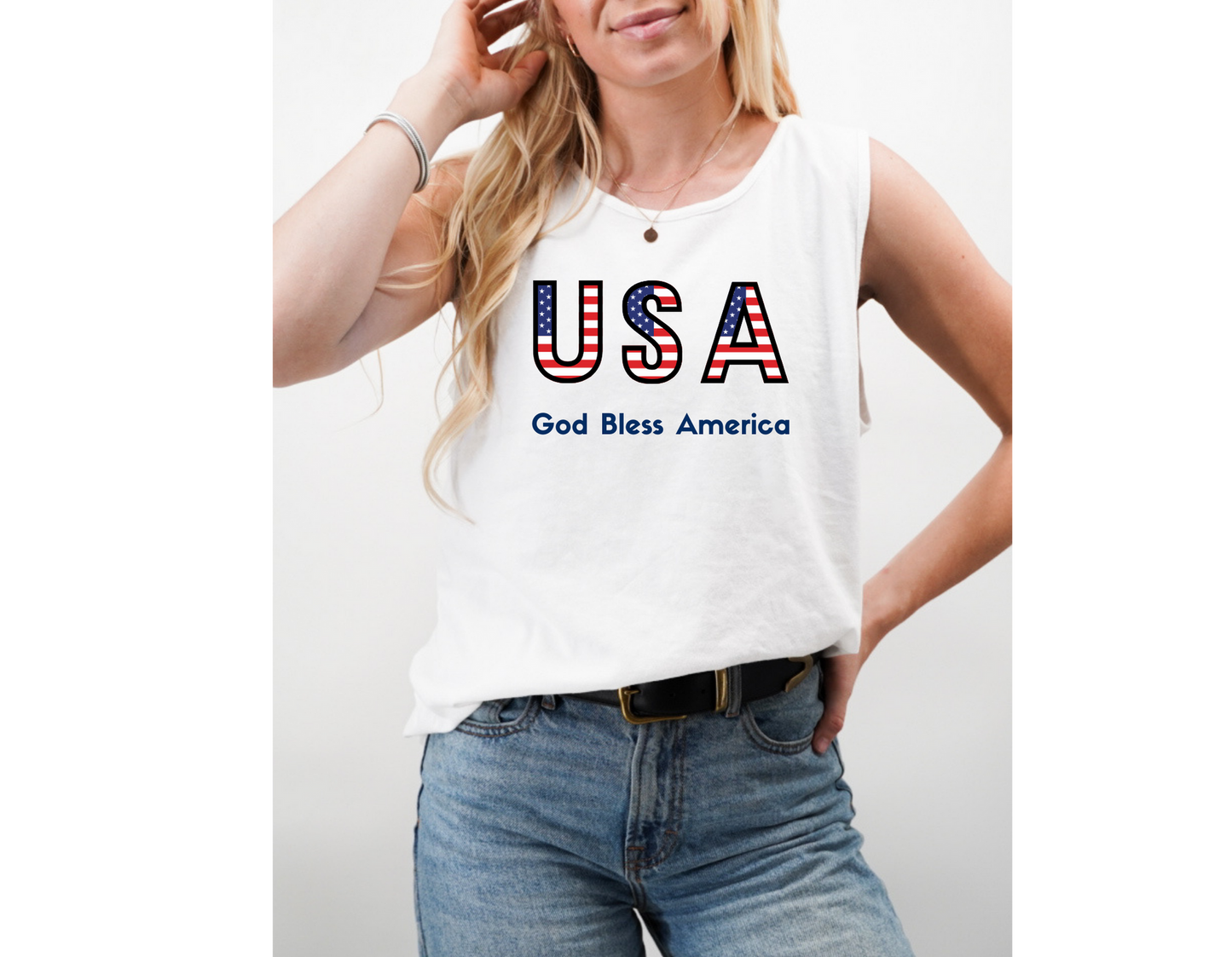 USA-God Bless America Comfort Colors Tank Top